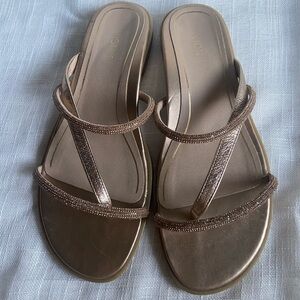 Vionic Women's Citrine Prism Flat Sandals Sz 7.5 Gold sparkle comfort support